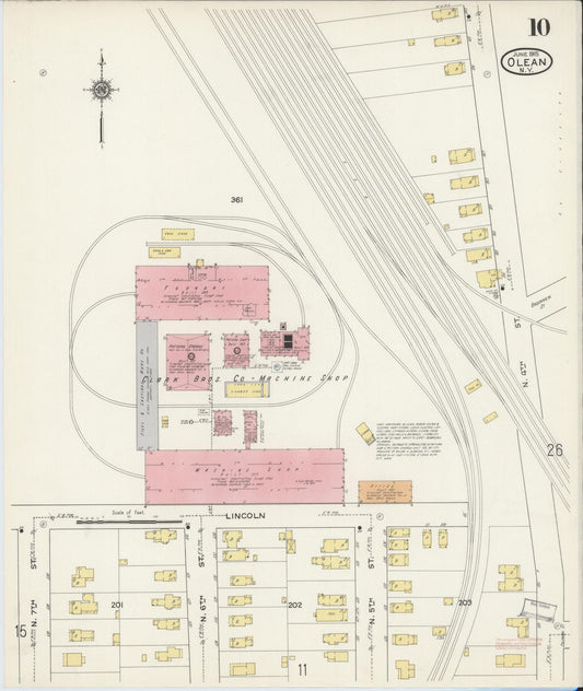 Sanborn Fire Insurance Map from Olean, Cattaraugus County, New York (1915), Sheet #0010 - Historic Sanborn Fire Insurance Map Print, vintage old map wall art, antique decor, genealogy gift, New York New York map