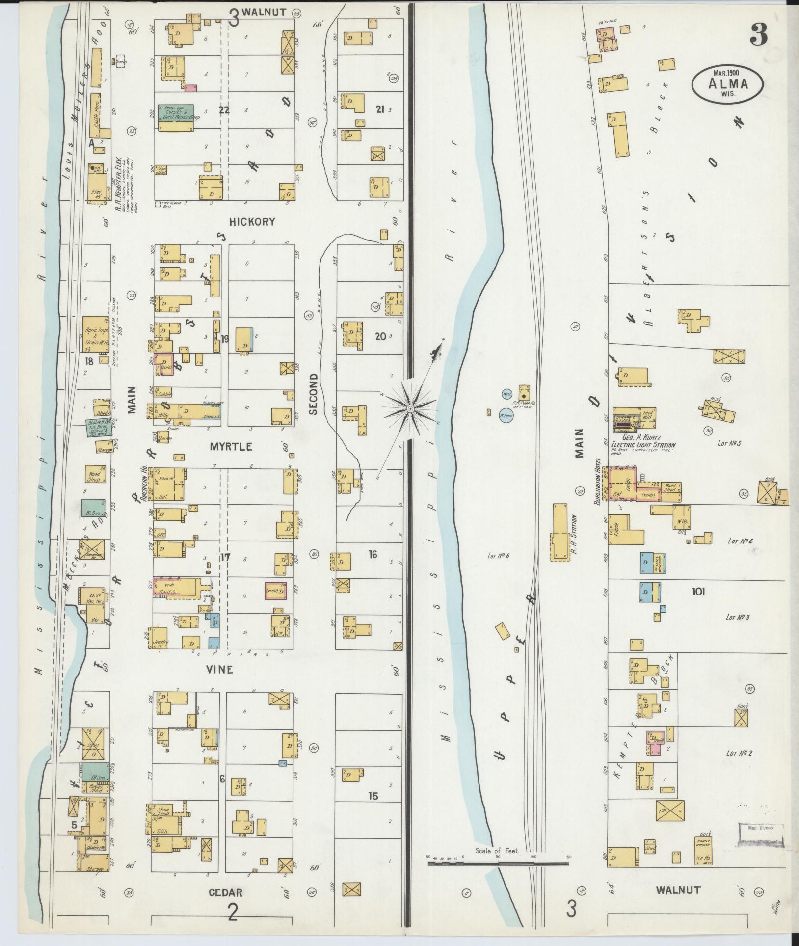 Sanborn Fire Insurance Map from Alma, Buffalo County, Wisconsin (1900), Sheet #0003 - Historic Sanborn Fire Insurance Map Print, vintage old map wall art, antique decor, genealogy gift, Wisconsin Wisconsin map