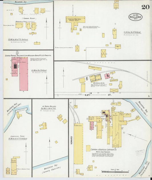Sanborn Fire Insurance Map from Holland, Ottawa County, Michigan (1902), Sheet #0020 - Historic Sanborn Fire Insurance Map Print, vintage old map wall art, antique decor, genealogy gift, Michigan Michigan map