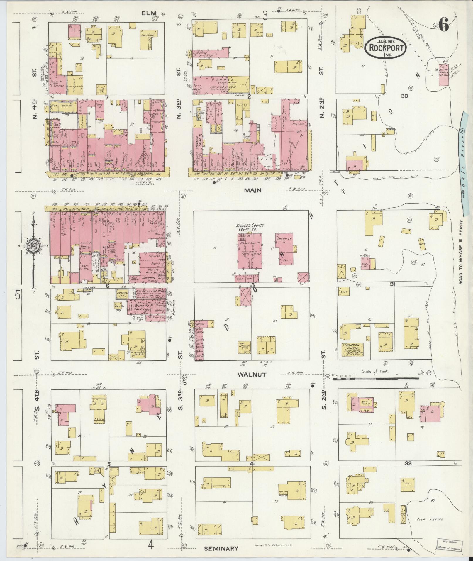 Sanborn Fire Insurance Map from Rockport, Spencer County, Indiana (1917), Sheet #0006 - Complete Map Set gallery image, historic Sanborn map, vintage wall art, Indiana Indiana