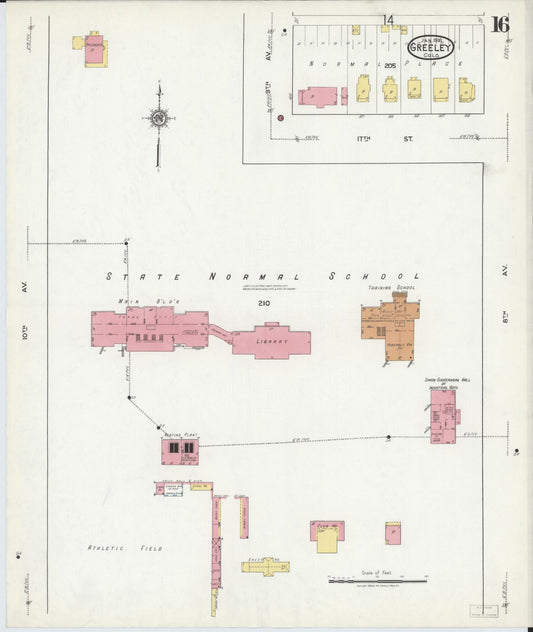 Sanborn Fire Insurance Map from Greeley, Weld County, Colorado (1918), Sheet #0016 - Historic Sanborn Fire Insurance Map Print, vintage old map wall art, antique decor, genealogy gift, Colorado Colorado map