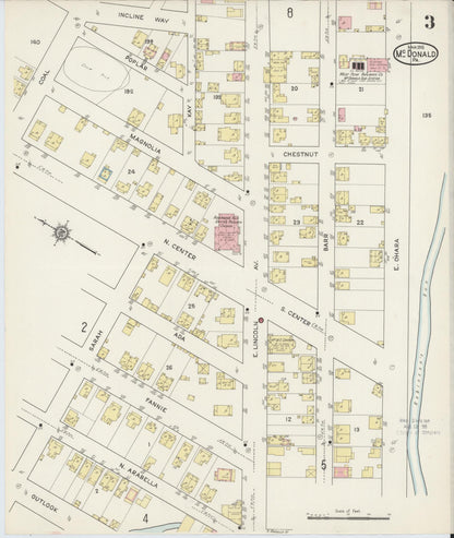 Sanborn Fire Insurance Map from McDonald, Washington County, Pennsylvania (1915), Sheet #0003 - Historic Sanborn Fire Insurance Map Print, vintage old map wall art, antique decor, genealogy gift, Pennsylvania Pennsylvania map