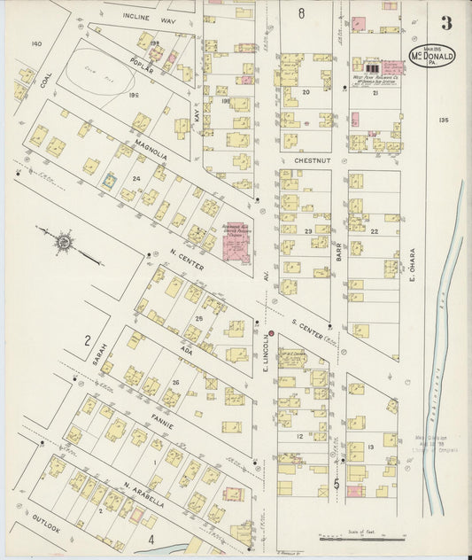 Sanborn Fire Insurance Map from McDonald, Washington County, Pennsylvania (1915), Sheet #0003 - Historic Sanborn Fire Insurance Map Print, vintage old map wall art, antique decor, genealogy gift, Pennsylvania Pennsylvania map