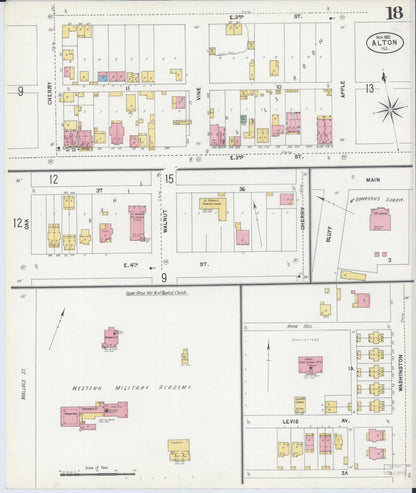 Sanborn Fire Insurance Map from Alton, Madison County, Illinois (1902), Sheet #0018 - Historic Sanborn Fire Insurance Map Print, vintage old map wall art, antique decor, genealogy gift, Illinois Illinois map