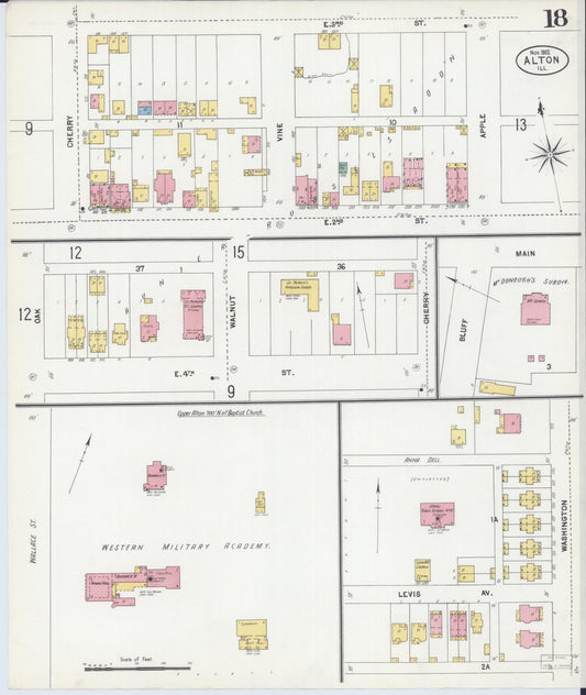 Sanborn Fire Insurance Map from Alton, Madison County, Illinois (1902), Sheet #0018 - Historic Sanborn Fire Insurance Map Print, vintage old map wall art, antique decor, genealogy gift, Illinois Illinois map