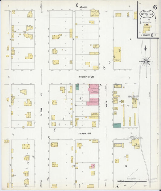 Sanborn Fire Insurance Map from Wyoming, Stark County, Illinois (1907), Sheet #0006 - Historic Sanborn Fire Insurance Map Print, vintage old map wall art, antique decor, genealogy gift, Wyoming Wyoming map
