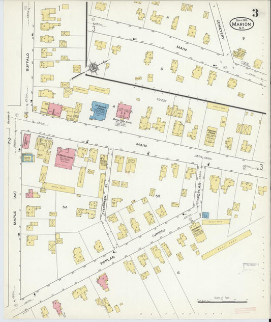Sanborn Fire Insurance Map from Marion, Wayne County, New York (1915), Sheet #0003 - Historic Sanborn Fire Insurance Map Print, vintage old map wall art, antique decor, genealogy gift, New York New York map