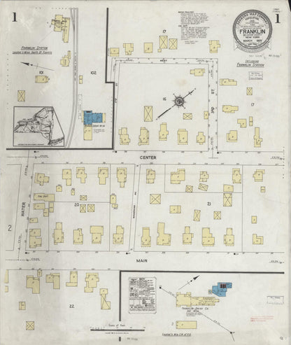 Sanborn Fire Insurance Map from Franklin, Delaware County, New York (1925), Sheet #0001 - Complete Map Set gallery image, historic Sanborn map, vintage wall art, New York New York