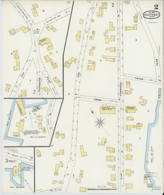 Sanborn Fire Insurance Map from Boothbay, Lincoln County, Maine (1896), Sheet #0002 - Historic Sanborn Fire Insurance Map Print, vintage old map wall art, antique decor, genealogy gift, Maine Maine map