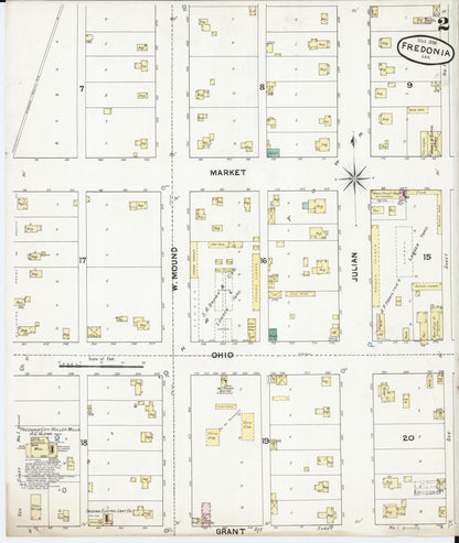 Sanborn Fire Insurance Map from Fredonia, Wilson County, Kansas (1890), Sheet #0002 - Complete Map Set gallery image, historic Sanborn map, vintage wall art, Kansas Kansas