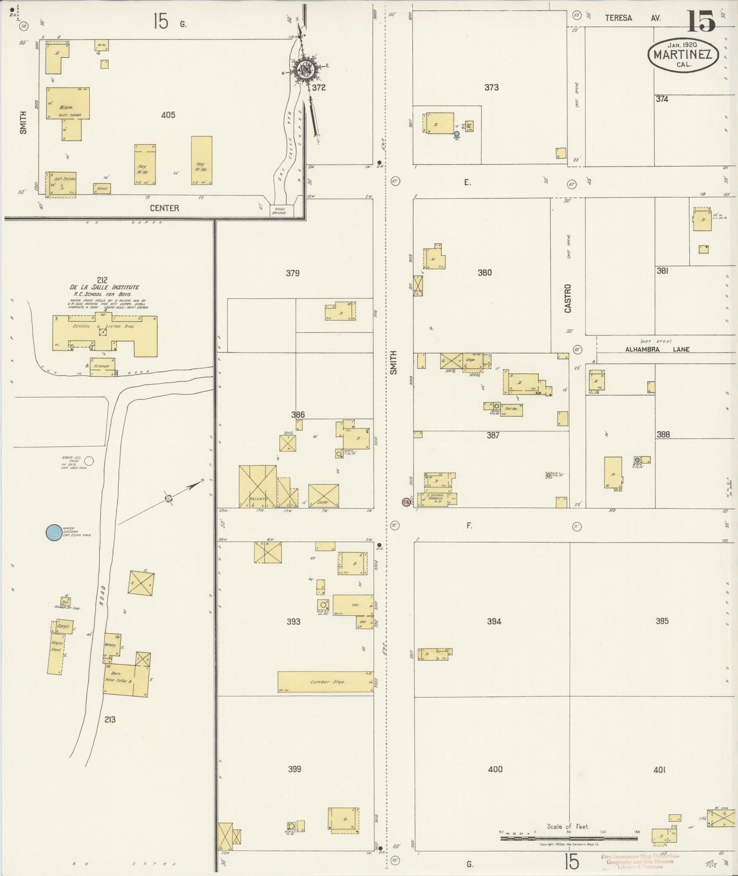 Sanborn Fire Insurance Map from Martinez, Contra Costa County, California (1920), Sheet #0015 - Historic Sanborn Fire Insurance Map Print, vintage old map wall art, antique decor, genealogy gift, California California map