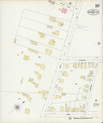 Sanborn Fire Insurance Map from Newburyport, Essex County, Massachusetts (1906), Sheet #0019 - Complete Map Set gallery image, historic Sanborn map, vintage wall art, Massachusetts Massachusetts