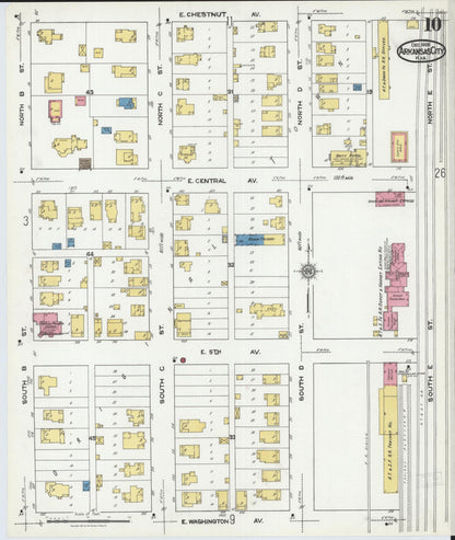 Sanborn Fire Insurance Map from Arkansas City, Cowley County, Kansas (1920), Sheet #0010 - Complete Map Set gallery image, historic Sanborn map, vintage wall art, Kansas Kansas