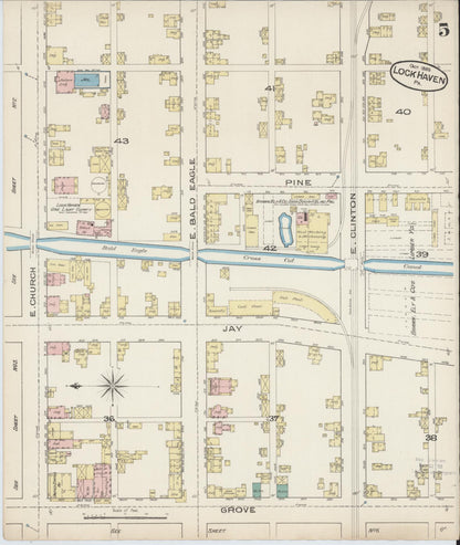 Sanborn Fire Insurance Map from Lock Haven, Clinton County, Pennsylvania (1885), Sheet #0005 - Complete Map Set gallery image, historic Sanborn map, vintage wall art, Pennsylvania Pennsylvania