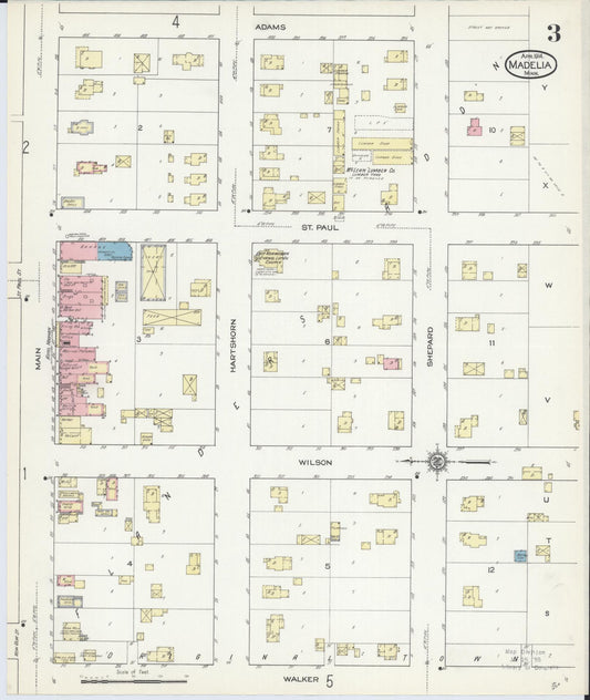 Sanborn Fire Insurance Map from Madelia, Watonwan County, Minnesota (1914), Sheet #0003 - Historic Sanborn Fire Insurance Map Print, vintage old map wall art, antique decor, genealogy gift, Minnesota Minnesota map