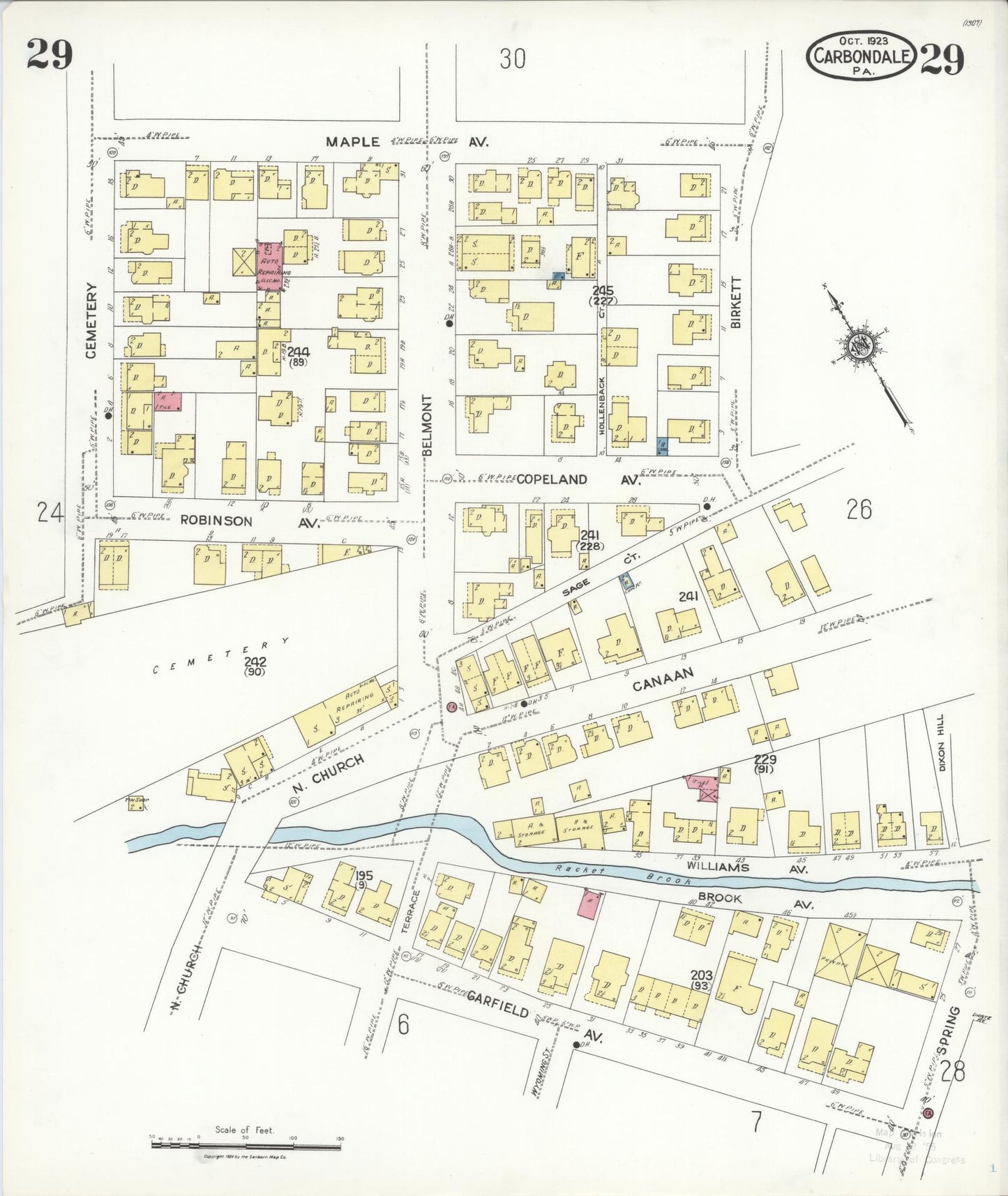 Sanborn Fire Insurance Map from Carbondale, Lackawanna County, Pennsylvania (1923), Sheet #0029 - Historic Sanborn Fire Insurance Map Print, vintage old map wall art, antique decor, genealogy gift, Pennsylvania Pennsylvania map