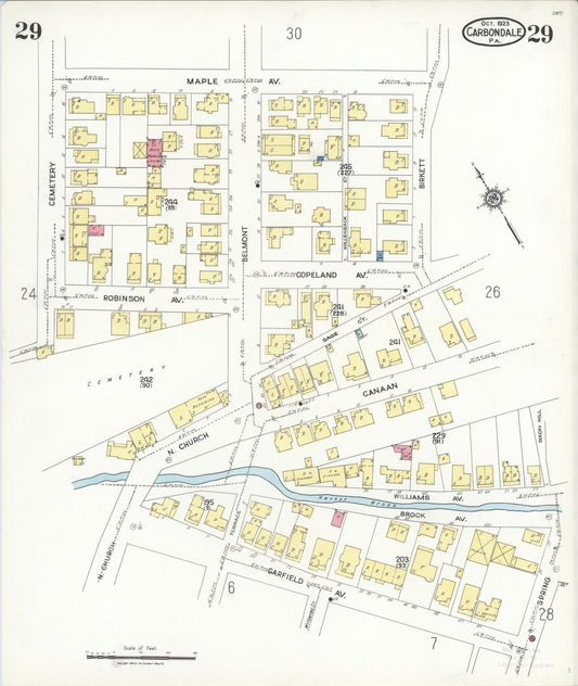 Sanborn Fire Insurance Map from Carbondale, Lackawanna County, Pennsylvania (1923), Sheet #0029 - Historic Sanborn Fire Insurance Map Print, vintage old map wall art, antique decor, genealogy gift, Pennsylvania Pennsylvania map