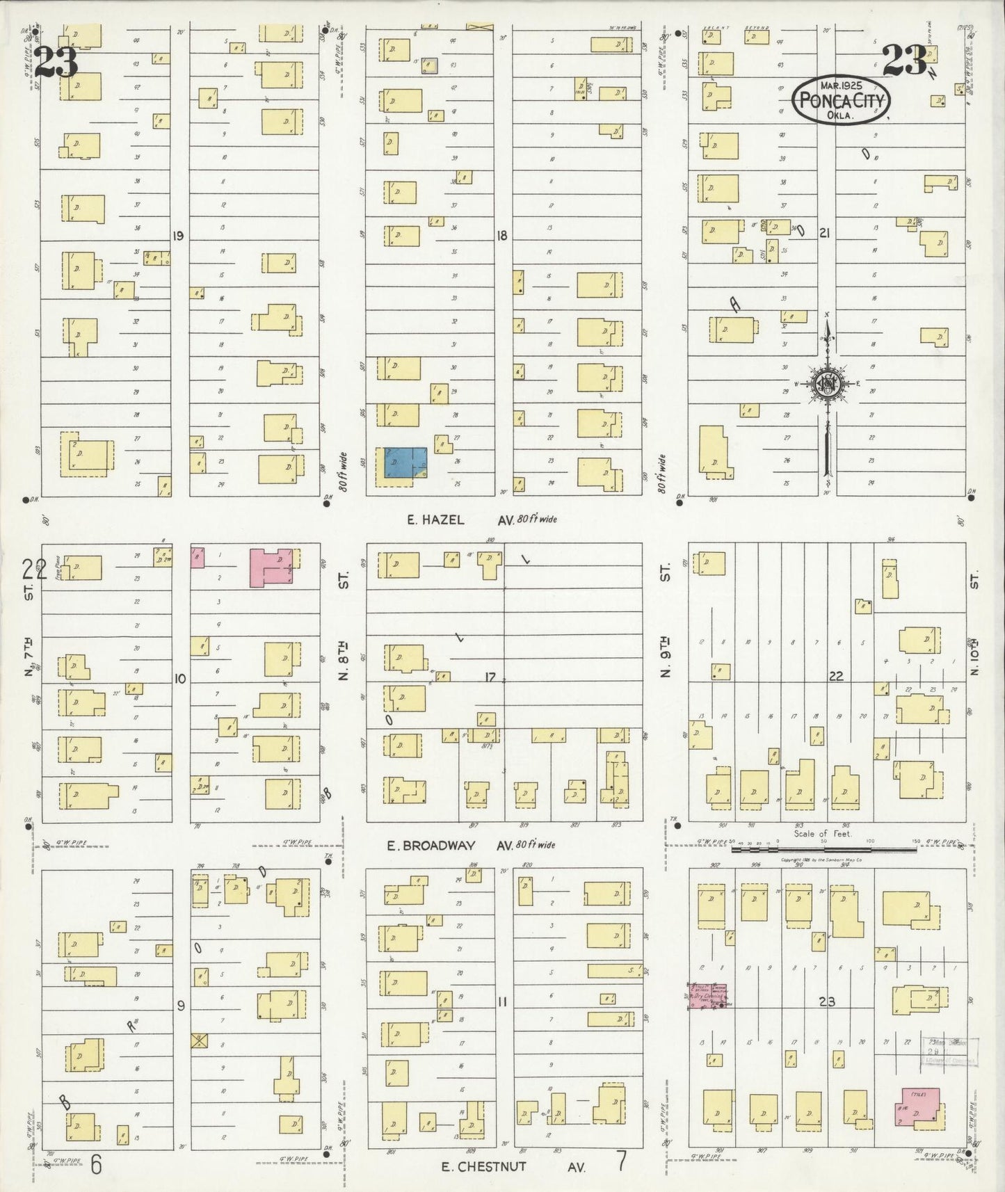 Sanborn Fire Insurance Map from Ponca City, Kay County, Oklahoma (1925), Sheet #0023 - Complete Map Set gallery image, historic Sanborn map, vintage wall art, Oklahoma Oklahoma