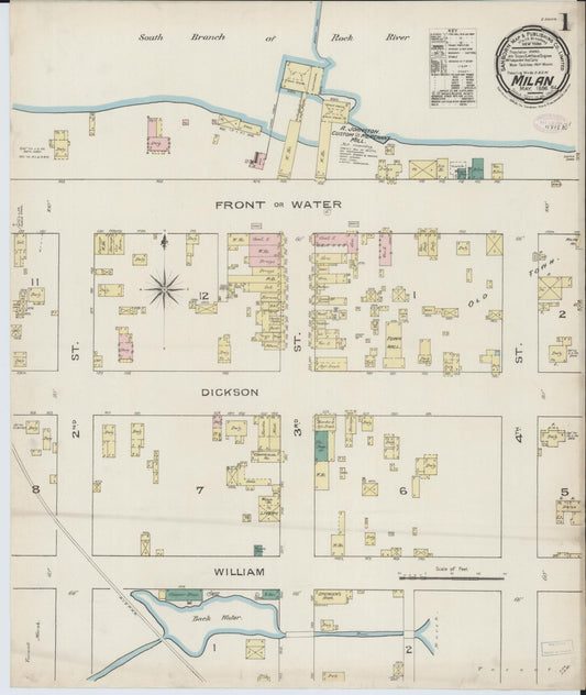 Sanborn Fire Insurance Map from Milan, Rock Island County, Illinois (1886), Sheet #0001 - Historic Sanborn Fire Insurance Map Print, vintage old map wall art, antique decor, genealogy gift, Illinois Illinois map