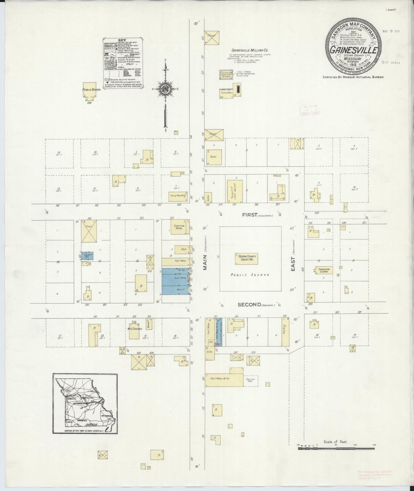 Sanborn Fire Insurance Map from Gainesville, Ozark County, Missouri. (1912) – Historic Sanborn Fire Insurance Map Print