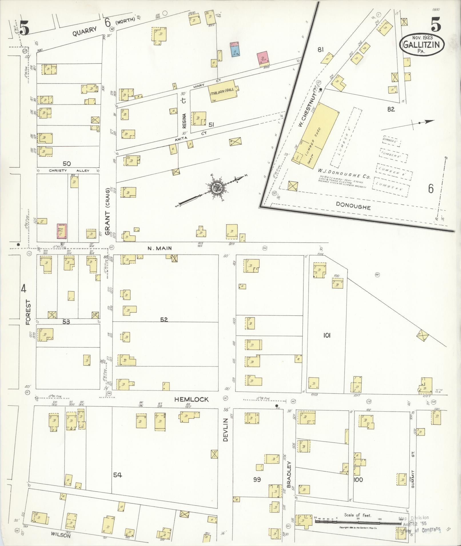 Sanborn Fire Insurance Map from Gallitzin, Cambria County, Pennsylvania (1923), Sheet #0005 - Historic Sanborn Fire Insurance Map Print, vintage old map wall art, antique decor, genealogy gift, Pennsylvania Pennsylvania map