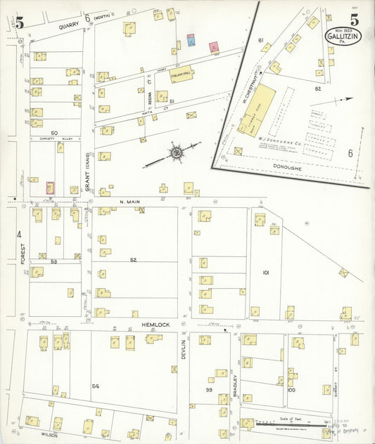 Sanborn Fire Insurance Map from Gallitzin, Cambria County, Pennsylvania (1923), Sheet #0005 - Historic Sanborn Fire Insurance Map Print, vintage old map wall art, antique decor, genealogy gift, Pennsylvania Pennsylvania map