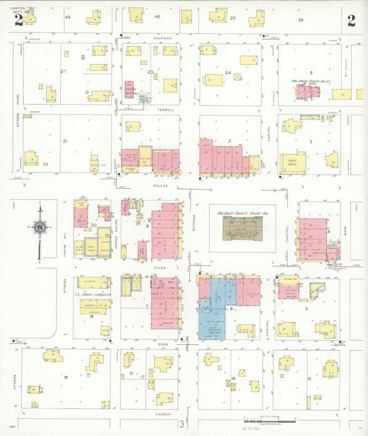 Sanborn Fire Insurance Map from Canton, Van Zandt County, Texas (1941), Sheet #0002 - Historic Sanborn Fire Insurance Map Print, vintage old map wall art, antique decor, genealogy gift, Texas Texas map