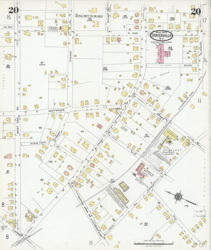 Sanborn Fire Insurance Map from Statesville, Iredell County, North Carolina (1925), Sheet #0020 - Complete Map Set gallery image, historic Sanborn map, vintage wall art, North Carolina North Carolina
