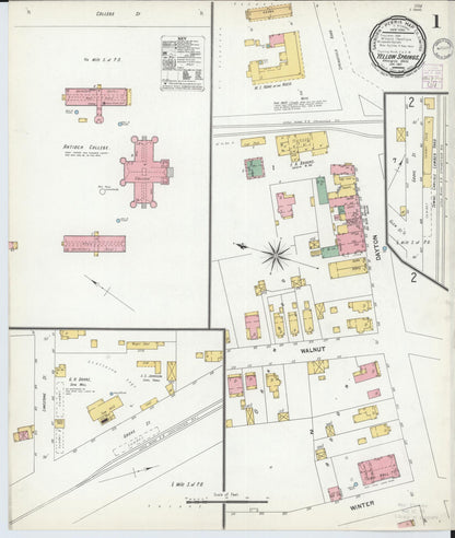Sanborn Fire Insurance Map from Yellow Springs, Greene County, Ohio (1901), Sheet #0001 - Complete Map Set gallery image, historic Sanborn map, vintage wall art, Ohio Ohio