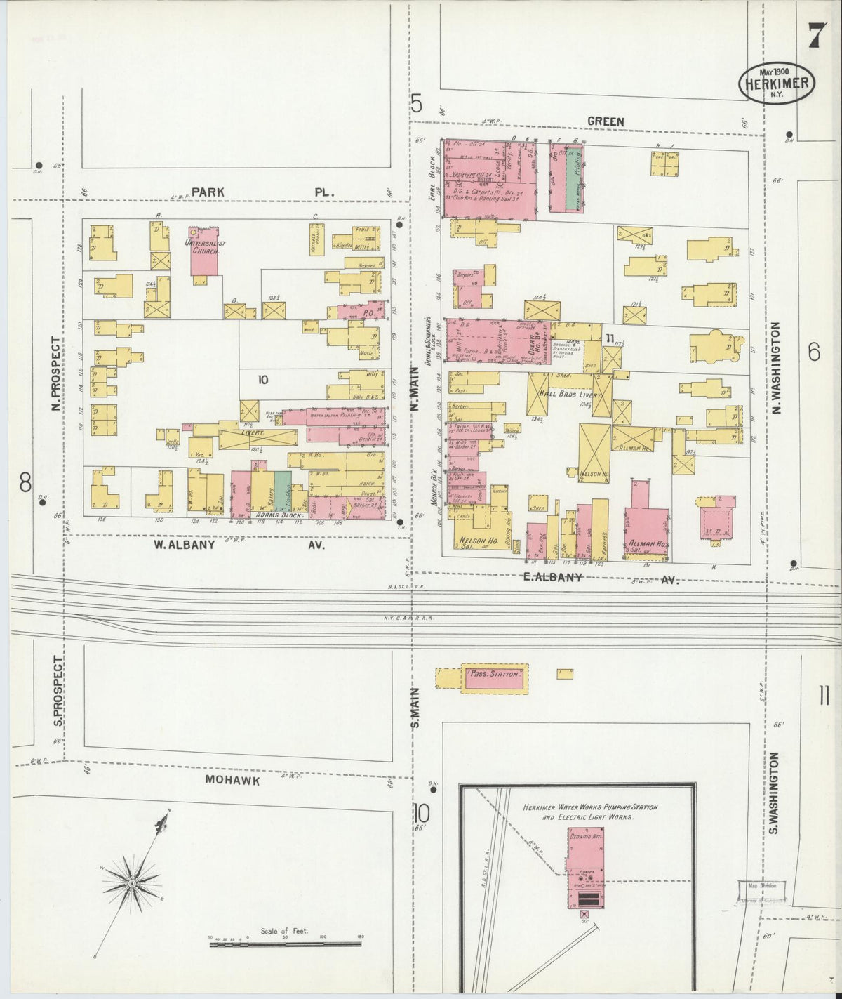 Sanborn Fire Insurance Map from Herkimer, Herkimer County, New York (1900), Sheet #0007 - Complete Map Set gallery image, historic Sanborn map, vintage wall art, New York New York