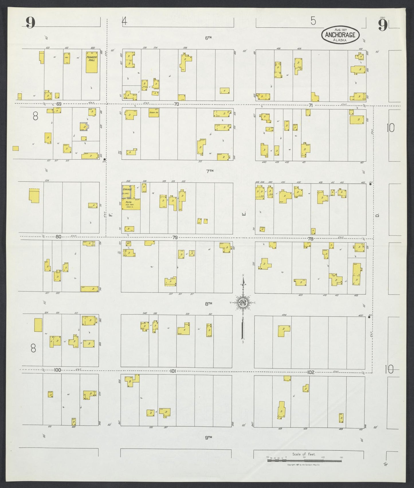 Sanborn Fire Insurance Map from Anchorage, Anchorage Census Division, Alaska (1927), Sheet #0009 - Complete Map Set gallery image, historic Sanborn map, vintage wall art, Alaska Alaska
