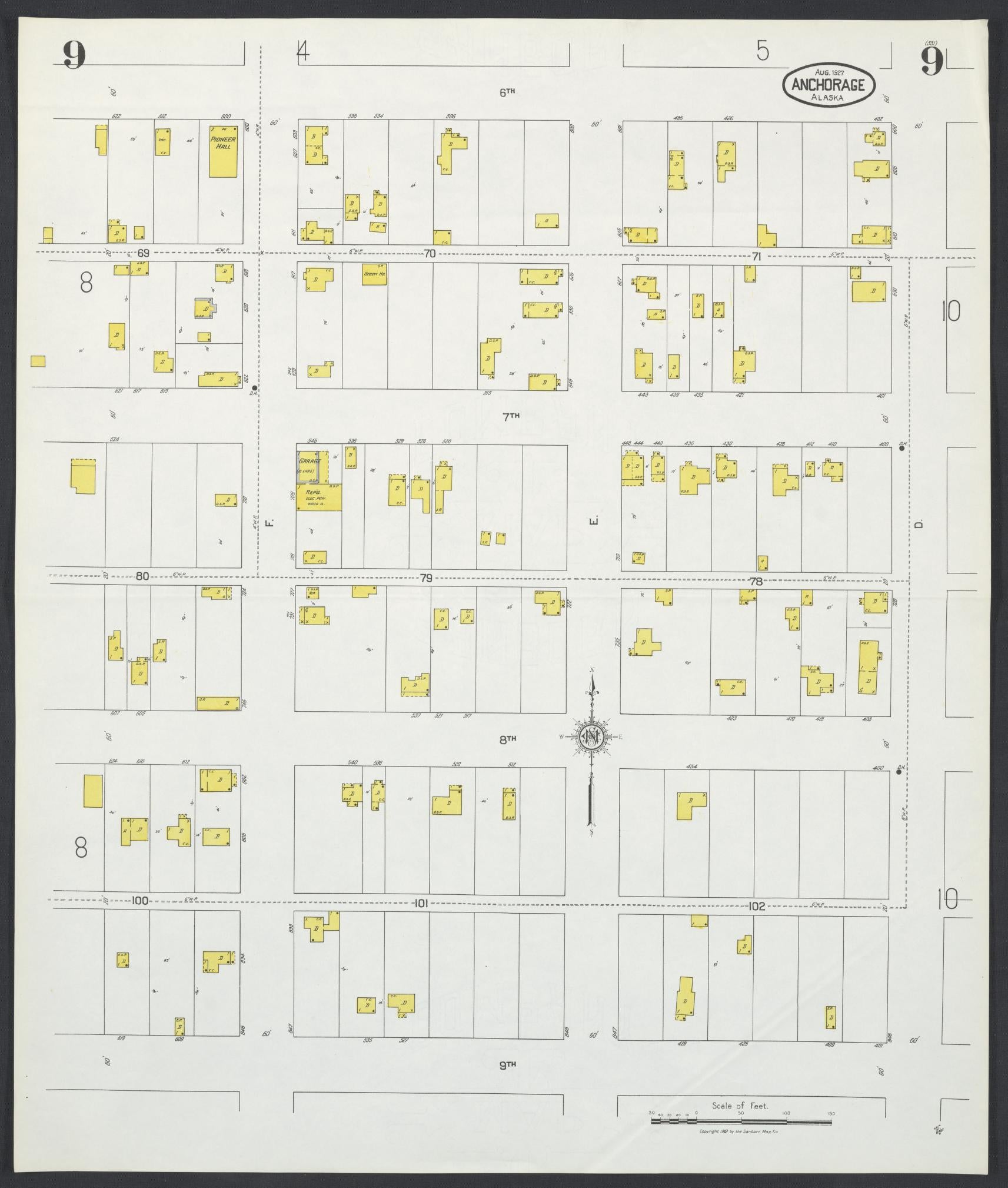 Sanborn Fire Insurance Map from Anchorage, Anchorage Census Division, Alaska (1927), Sheet #0009 - Complete Map Set gallery image, historic Sanborn map, vintage wall art, Alaska Alaska
