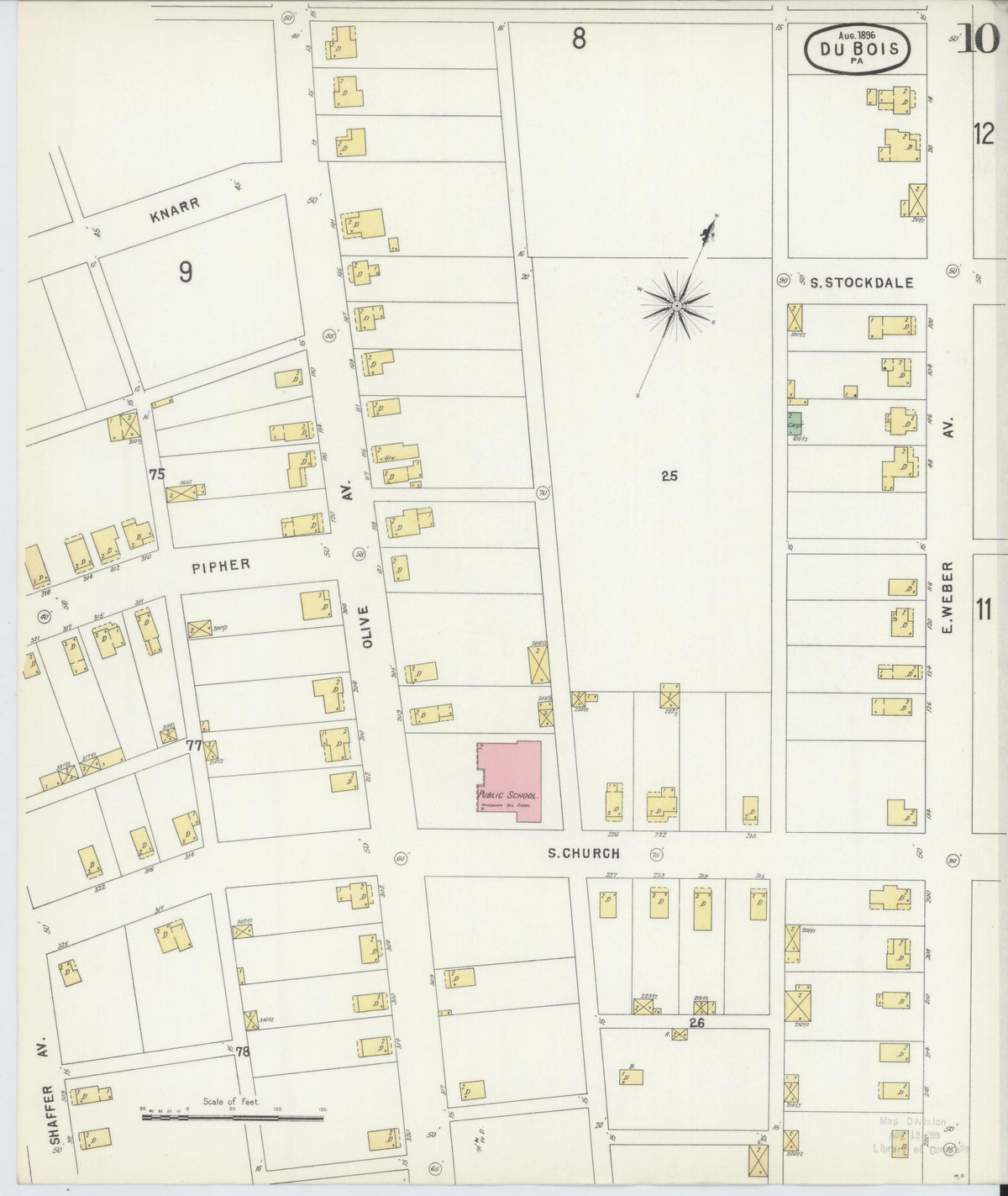 Sanborn Fire Insurance Map from Du Bois, Clearfield County, Pennsylvania (1896), Sheet #0010 - Complete Map Set gallery image, historic Sanborn map, vintage wall art, Pennsylvania Pennsylvania