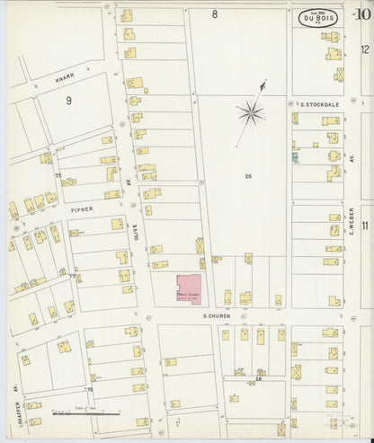 Sanborn Fire Insurance Map from Du Bois, Clearfield County, Pennsylvania (1896), Sheet #0010 - Complete Map Set gallery image, historic Sanborn map, vintage wall art, Pennsylvania Pennsylvania