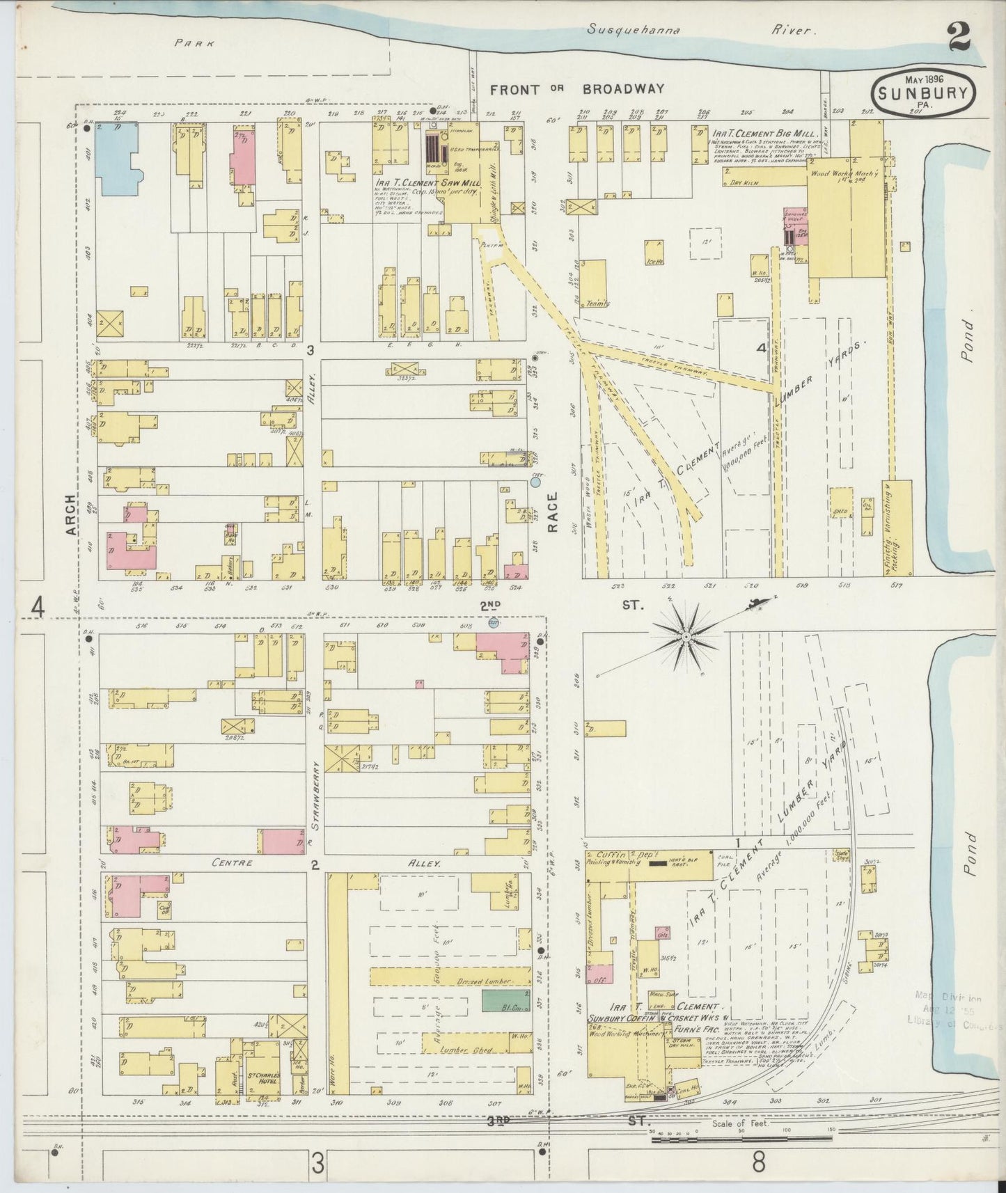 Sanborn Fire Insurance Map from Sunbury, Northumberland County, Pennsylvania (1896), Sheet #0002 - Complete Map Set gallery image, historic Sanborn map, vintage wall art, Pennsylvania Pennsylvania