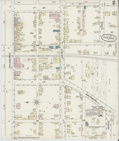 Sanborn Fire Insurance Map from Indiana, Indiana County, Pennsylvania (1887), Sheet #0002 - Complete Map Set gallery image, historic Sanborn map, vintage wall art, Sanborn Fire Insurance Map from Indiana Indiana
