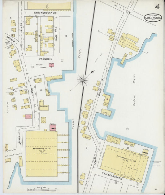 Sanborn Fire Insurance Map from Coxsackie, Greene County, New York (1895), Sheet #0004 - Historic Sanborn Fire Insurance Map Print, vintage old map wall art, antique decor, genealogy gift, New York New York map
