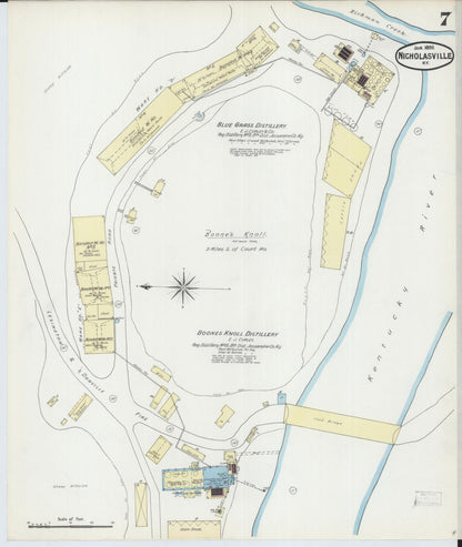 Sanborn Fire Insurance Map from Nicholasville, Jessamine County, Kentucky (1892), Sheet #0007 - Complete Map Set gallery image, historic Sanborn map, vintage wall art, Kentucky Kentucky