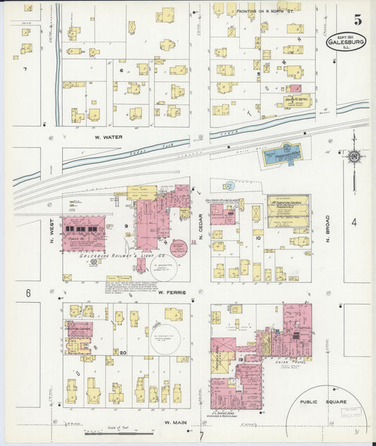 Sanborn Fire Insurance Map from Galesburg, Knox County, Illinois (1911), Sheet #0005 - Historic Sanborn Fire Insurance Map Print, vintage old map wall art, antique decor, genealogy gift, Illinois Illinois map