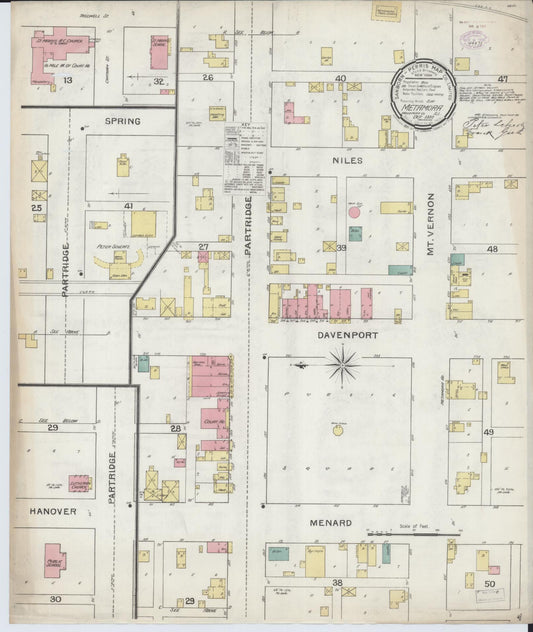 Sanborn Fire Insurance Map from Metamora, Woodford County, Illinois (1893), Sheet #0001 - Historic Sanborn Fire Insurance Map Print, vintage old map wall art, antique decor, genealogy gift, Illinois Illinois map