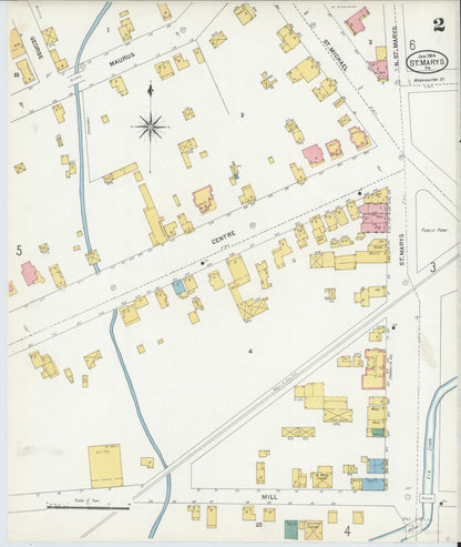 Sanborn Fire Insurance Map from Saint Marys, Elk County, Pennsylvania (1904), Sheet #0002 - Complete Map Set gallery image, historic Sanborn map, vintage wall art, Pennsylvania Pennsylvania