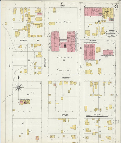 Sanborn Fire Insurance Map from Menomonie, Dunn County, Wisconsin (1902), Sheet #0003 - Complete Map Set gallery image, historic Sanborn map, vintage wall art, Wisconsin Wisconsin