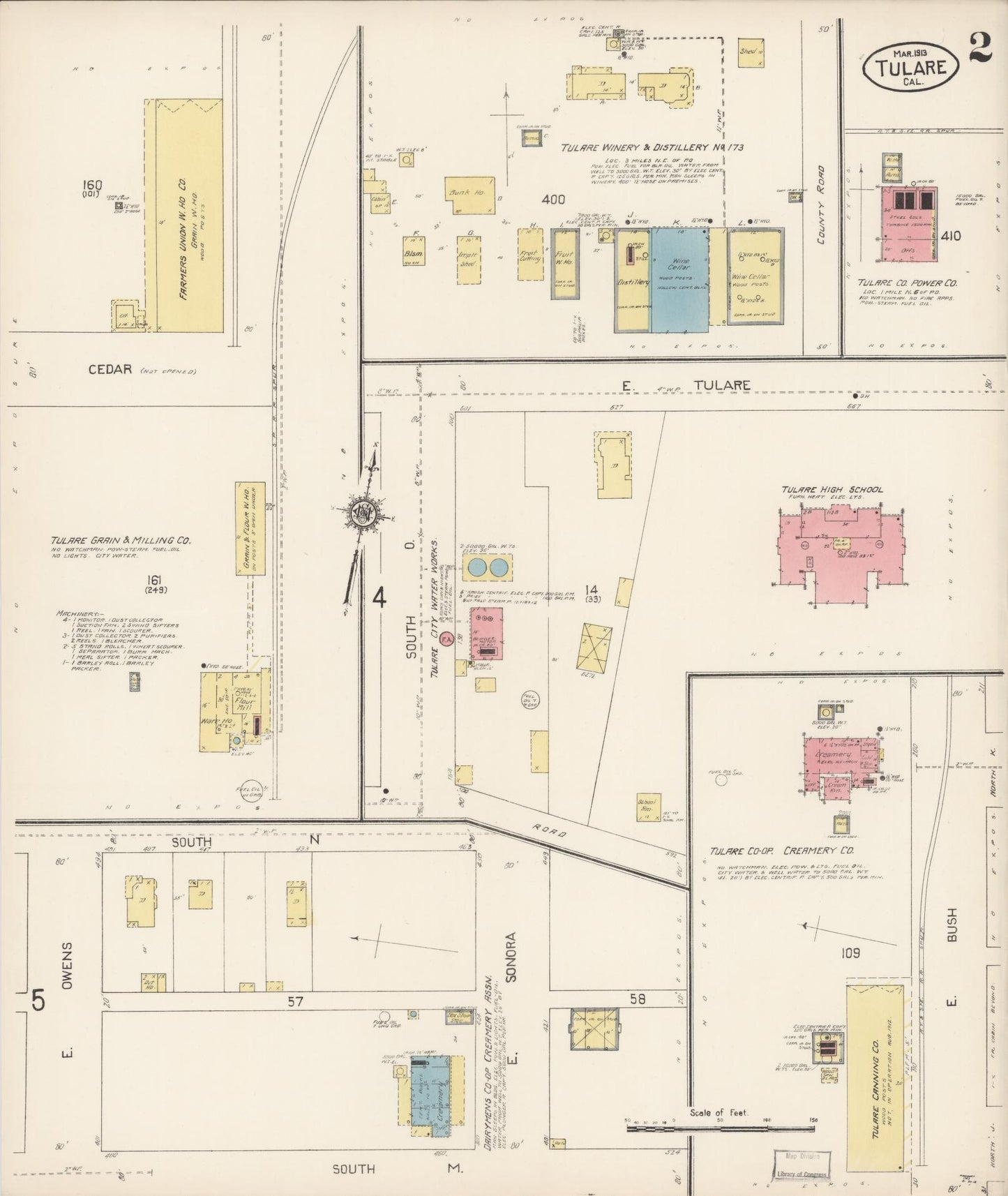 Sanborn Fire Insurance Map from Tulare, Tulare County, California (1913), Sheet #0002 - Complete Map Set gallery image, historic Sanborn map, vintage wall art, California California