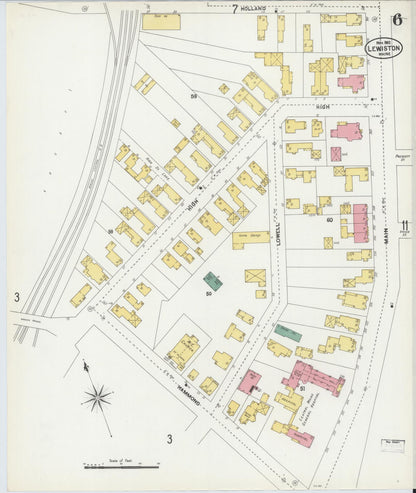 Sanborn Fire Insurance Map from Lewiston, Androscoggin County, Maine (1902), Sheet #0006 - Complete Map Set gallery image, historic Sanborn map, vintage wall art, Maine Maine