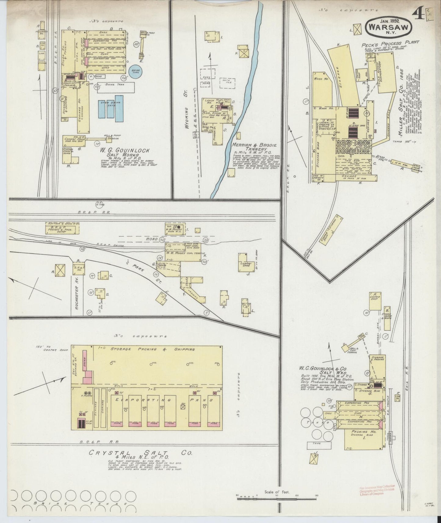 Sanborn Fire Insurance Map from Warsaw, Wyoming County, New York (1892), Sheet #0004 - Complete Map Set gallery image, historic Sanborn map, vintage wall art, Warsaw Wyoming