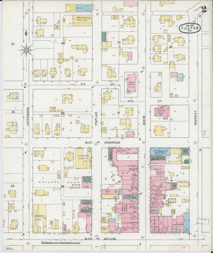 Sanborn Fire Insurance Map from Fulton, Callaway County, Missouri (1895), Sheet #0002 - Historic Sanborn Fire Insurance Map Print, vintage old map wall art, antique decor, genealogy gift, Missouri Missouri map