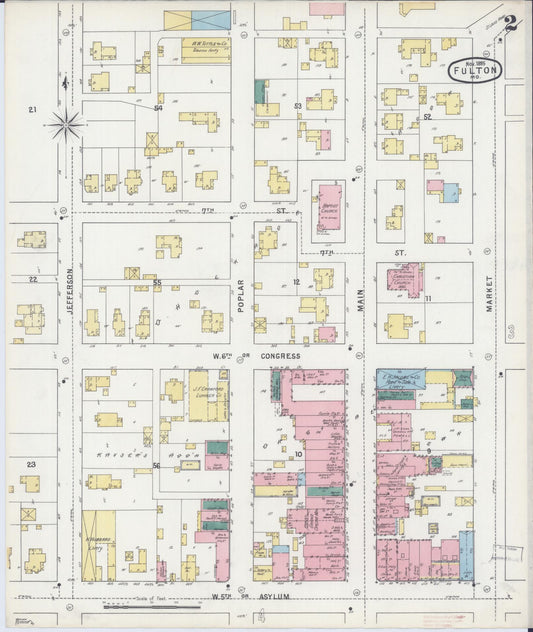 Sanborn Fire Insurance Map from Fulton, Callaway County, Missouri (1895), Sheet #0002 - Historic Sanborn Fire Insurance Map Print, vintage old map wall art, antique decor, genealogy gift, Missouri Missouri map