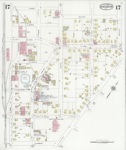 Sanborn Fire Insurance Map from Burlington, Alamance County, North Carolina (1929), Sheet #0017 - Complete Map Set gallery image, historic Sanborn map, vintage wall art, North Carolina North Carolina