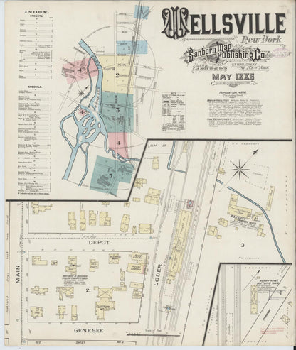 Sanborn Fire Insurance Map from Wellsville, Allegany County, New York (1886), Sheet #0001 - Complete Map Set gallery image, historic Sanborn map, vintage wall art, New York New York
