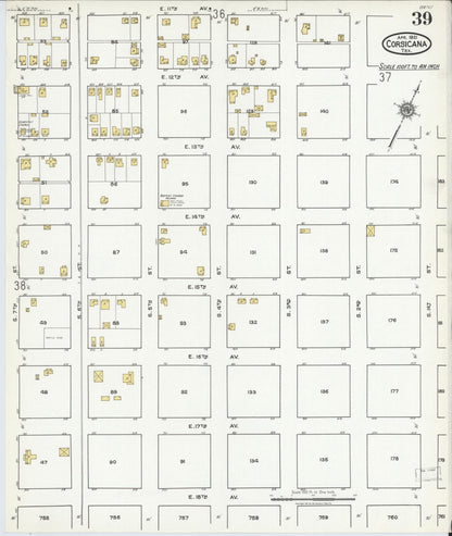 Sanborn Fire Insurance Map from Corsicana, Navarro County, Texas (1921), Sheet #0039 - Complete Map Set gallery image, historic Sanborn map, vintage wall art, Texas Texas